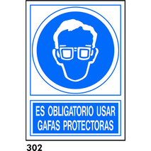 PEGATINA 21x15 CAST. R-302 - GAFAS PROTECTORAS                             