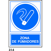 SEÑAL PVC NORM. A4 CAT. R-314 - ZONA DE FUMADORS                           