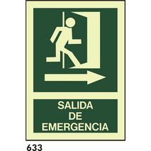 SEÑAL AL. FOTO A4 R-633 - SALIDA DE EMERGENCIA                             