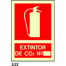 SEÑAL PVC FOTO A4 R-532 .EXTINTOR CO2.                                     