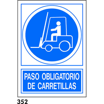 SEÑAL PVC NORM. A4 CAST. R-352 - PASO CARRETILLAS                          