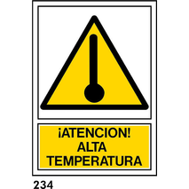 PEGATINA 12X8.5 CAST R-234 - ATENCION ALTA TEMPERA                         