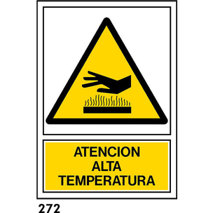 PEGATINA 12X8,5 CAST R-272 - .ATENCION ALTA TEMPER                         