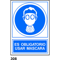 PEGATINA 12X8.5 CAST R-308 - OBLIGATORIO MASCARA                           