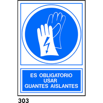 PEGATINA A4 CAST R-303 - .USO DE GUANTES AISLANTES                         